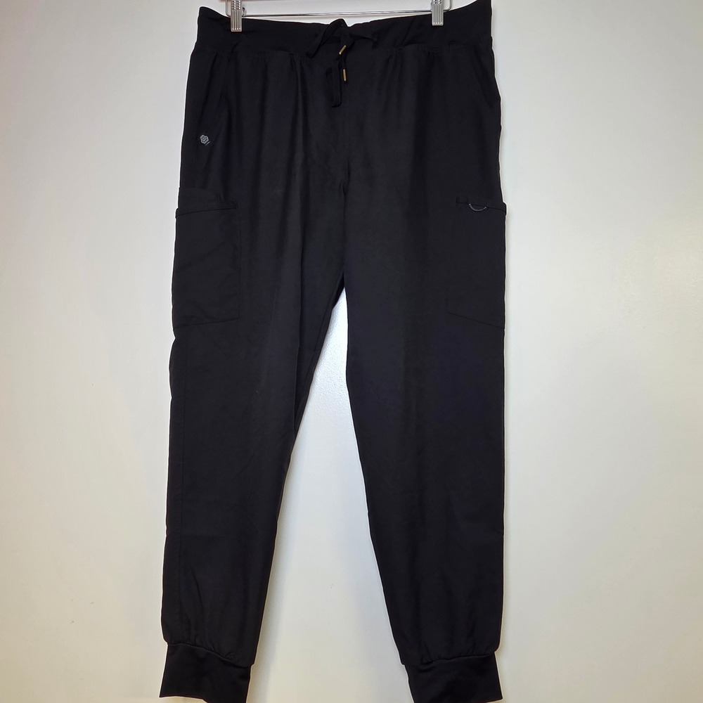 Zavate Studio 3060 Womens Black Jogger Scrub Pants Cargo Pockets Size L